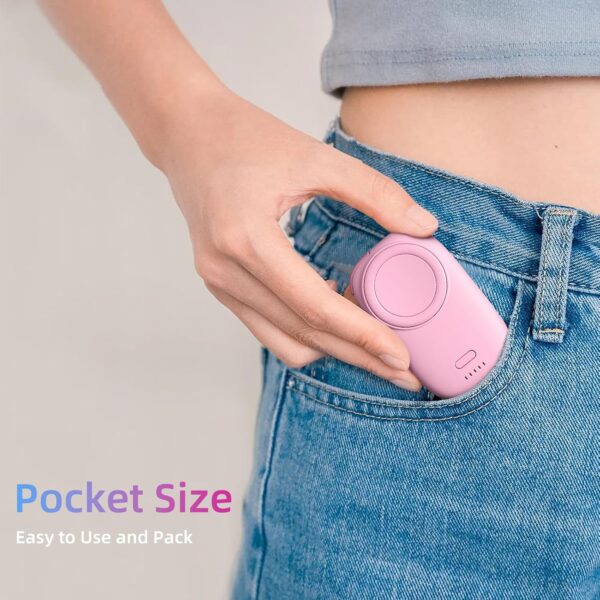 Portable Apple Watch Charger with Keychain - 1200mAh Power Bank, Magnetic Wireless iWatch Charger Compatible with Series 10 9 8 7 SE 6 5 4 3 2 Ultra, Travel Accessories Gifts Women - Pink - Image 5