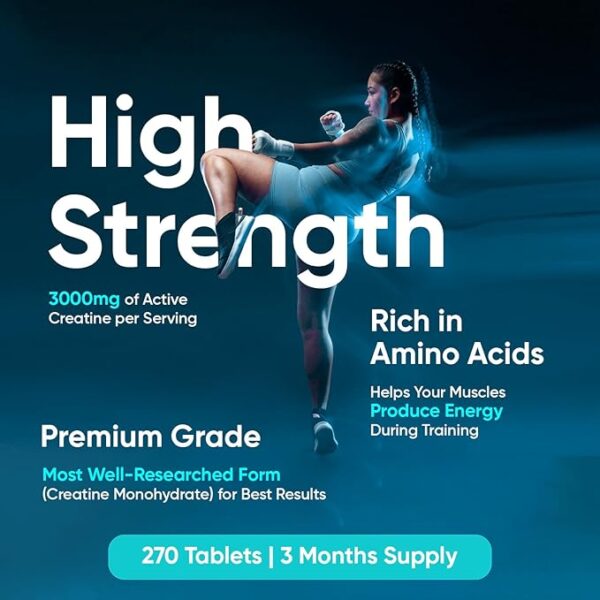 Creatine Monohydrate Tablets 3000mg - 270 Creatine Tablets - Gym Supplement for Men & Women - Image 3