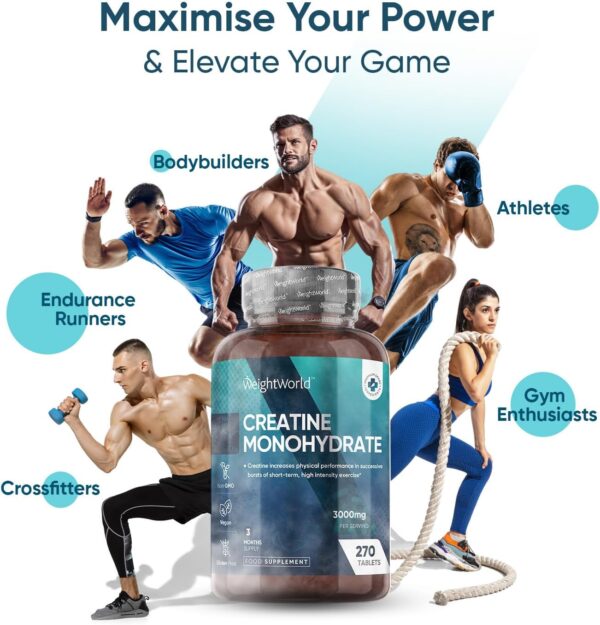 Creatine Monohydrate Tablets 3000mg - 270 Creatine Tablets - Gym Supplement for Men & Women - Image 6